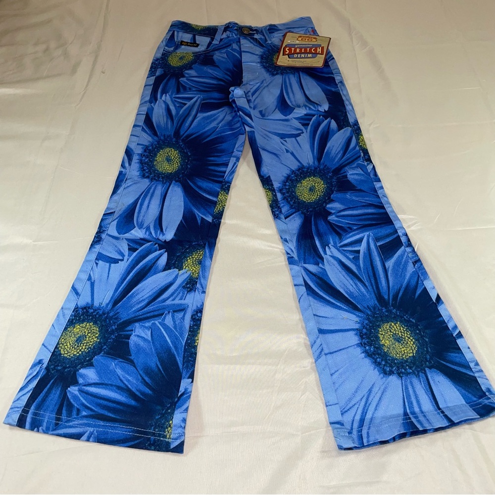 Route 66 Blue Floral Flare Denim Pants‎